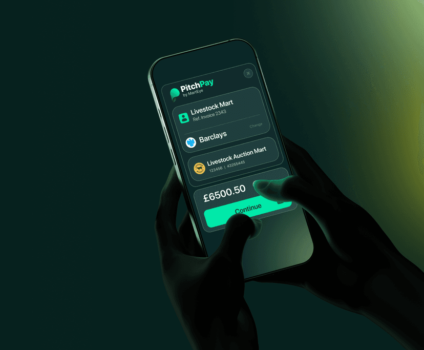 PitchPay mobile interface showing instant payment processing