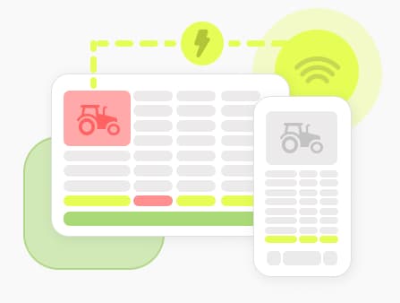 Studio Air desktop and mobile catalogue syncing a machinery lot to the cloud